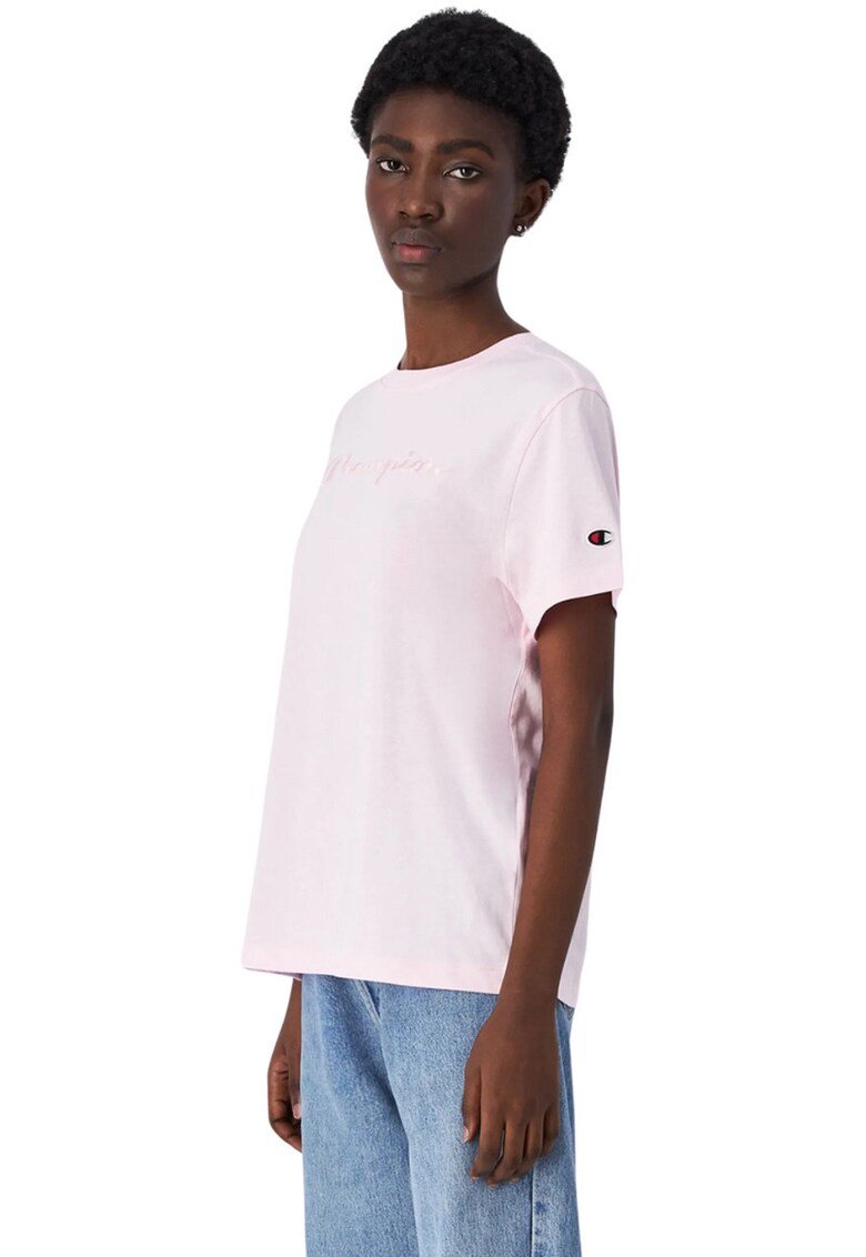 Tricou dama - slim fit - roz - bumbac