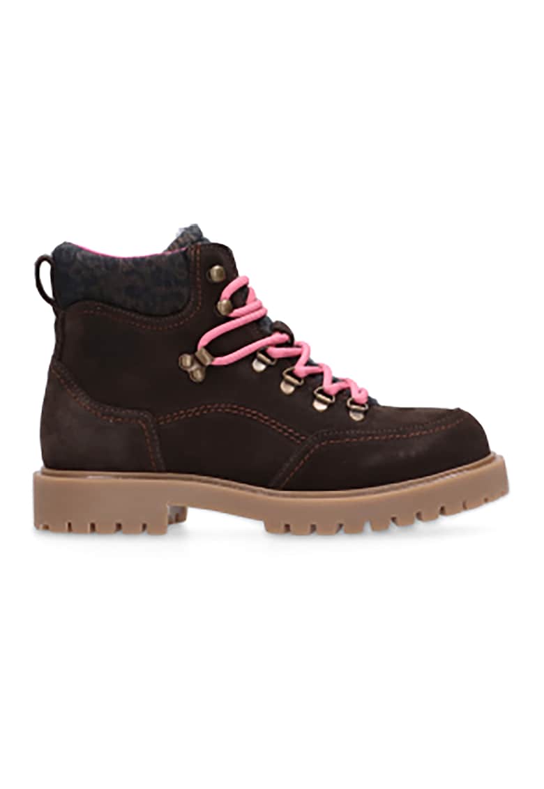 Ghete de piele intoarsa cu detaliu cu animal print