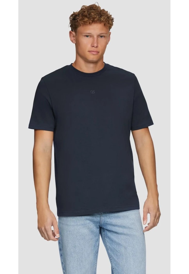 Q/S by s.Oliver - Tricou barbati cu decolteu la baza gatului - cu logo