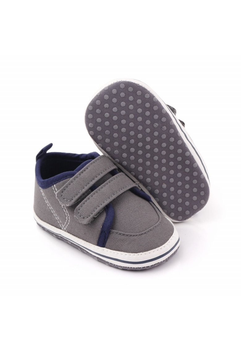 Tenisi Casual - Textil - Baieti - Velcro - Gri - Bleumarin - 3-6 luni -