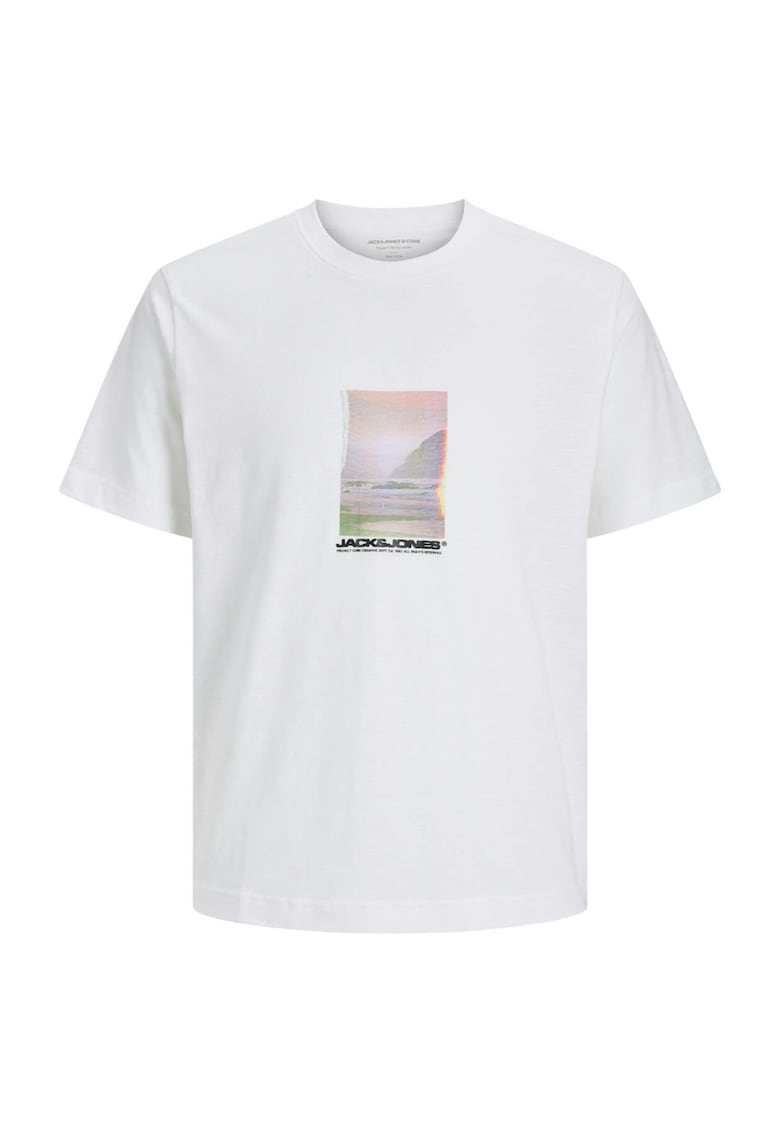 Tricou JACK &JONES Sago Photo Slub 45498 - Alb