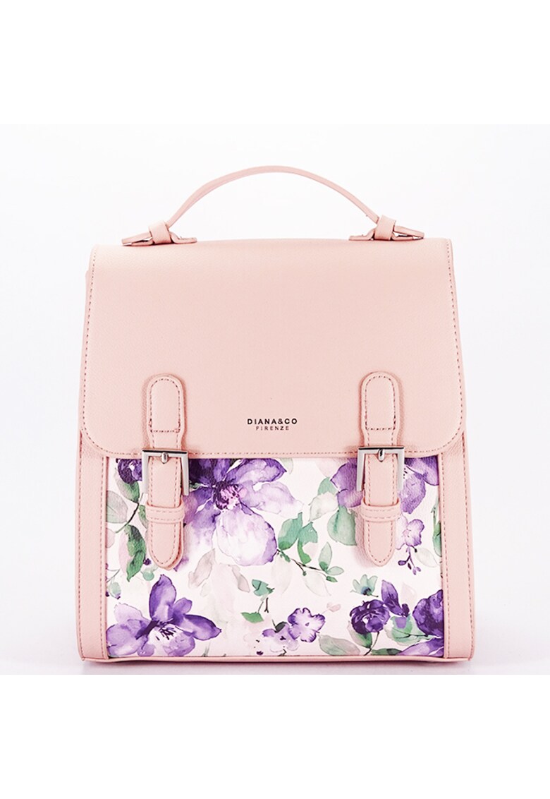 Rucsac albastru deschis cu imprimeu floral DHJ731-3 M11 17284 - Roz