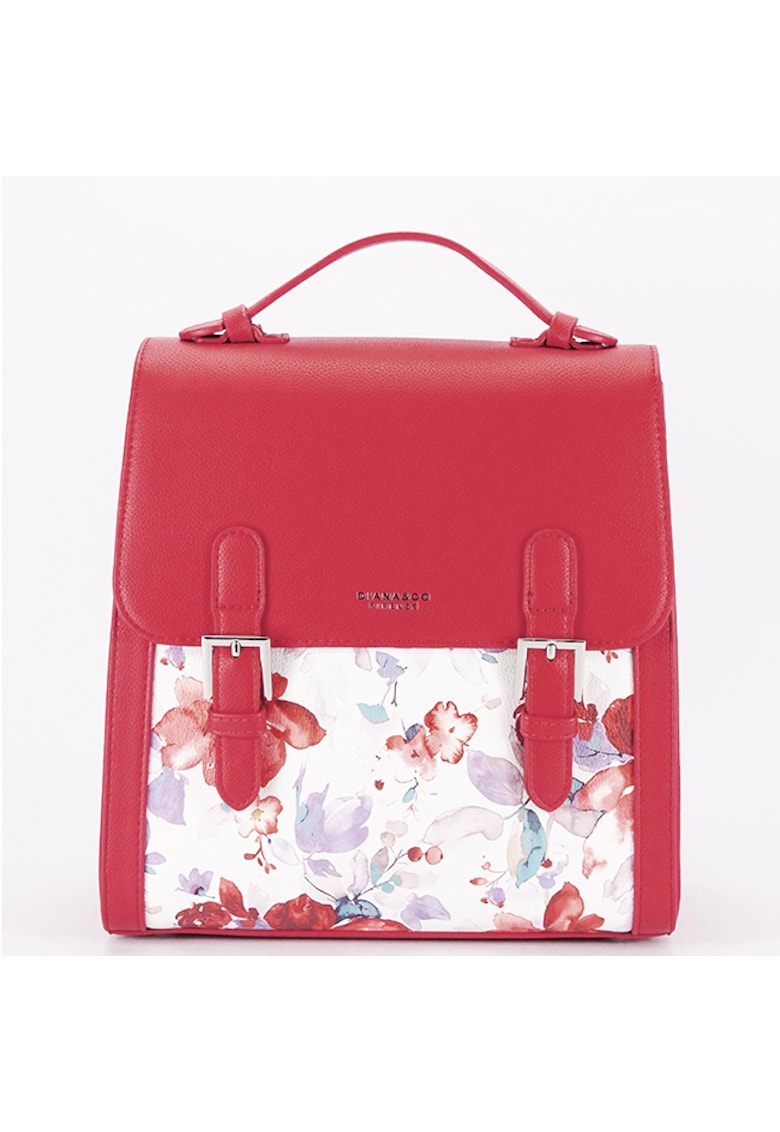Rucsac albastru deschis cu imprimeu floral DHJ731-3 M11 17284 - Rosu