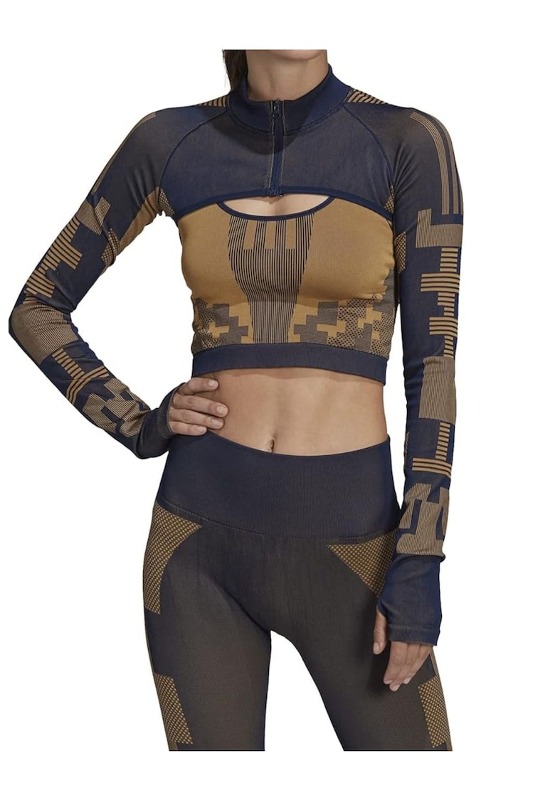 Bluza crop cu inchidere cu fermoar -