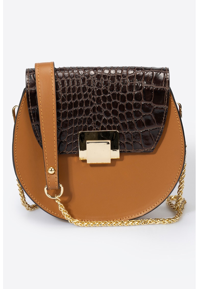 Geanta crossbody de piele cu aspect de piele de crocodil