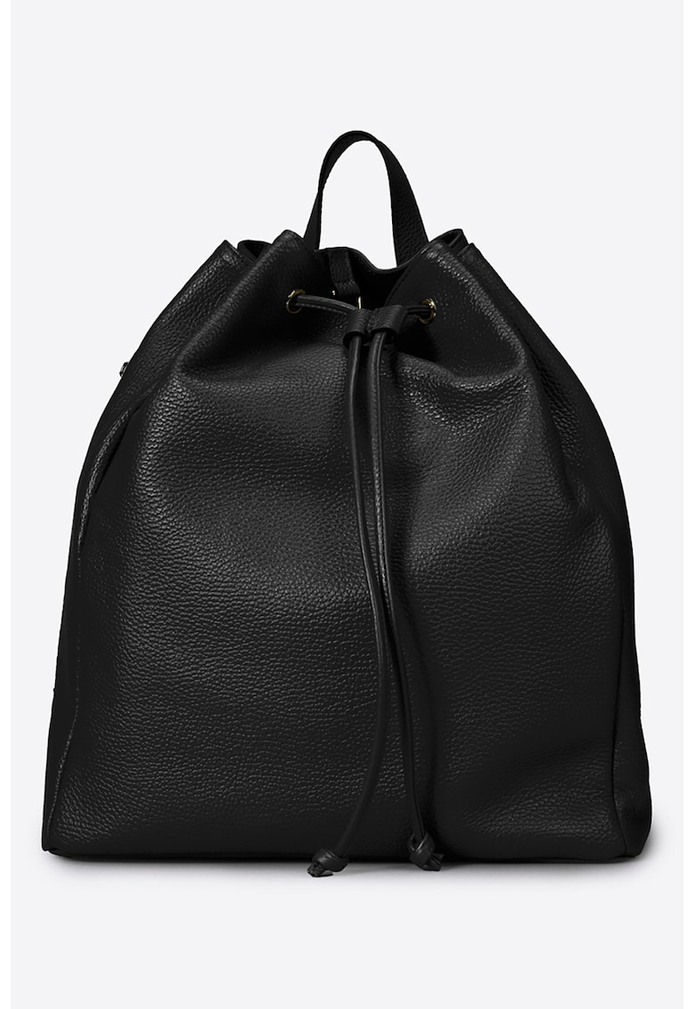 Rucsac de piele cu snur - Negru