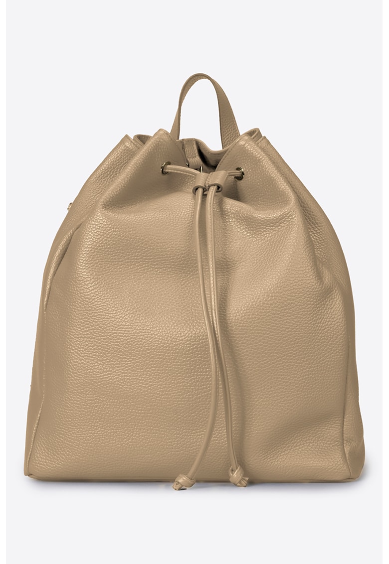 Rucsac de piele cu snur - Maro nisip