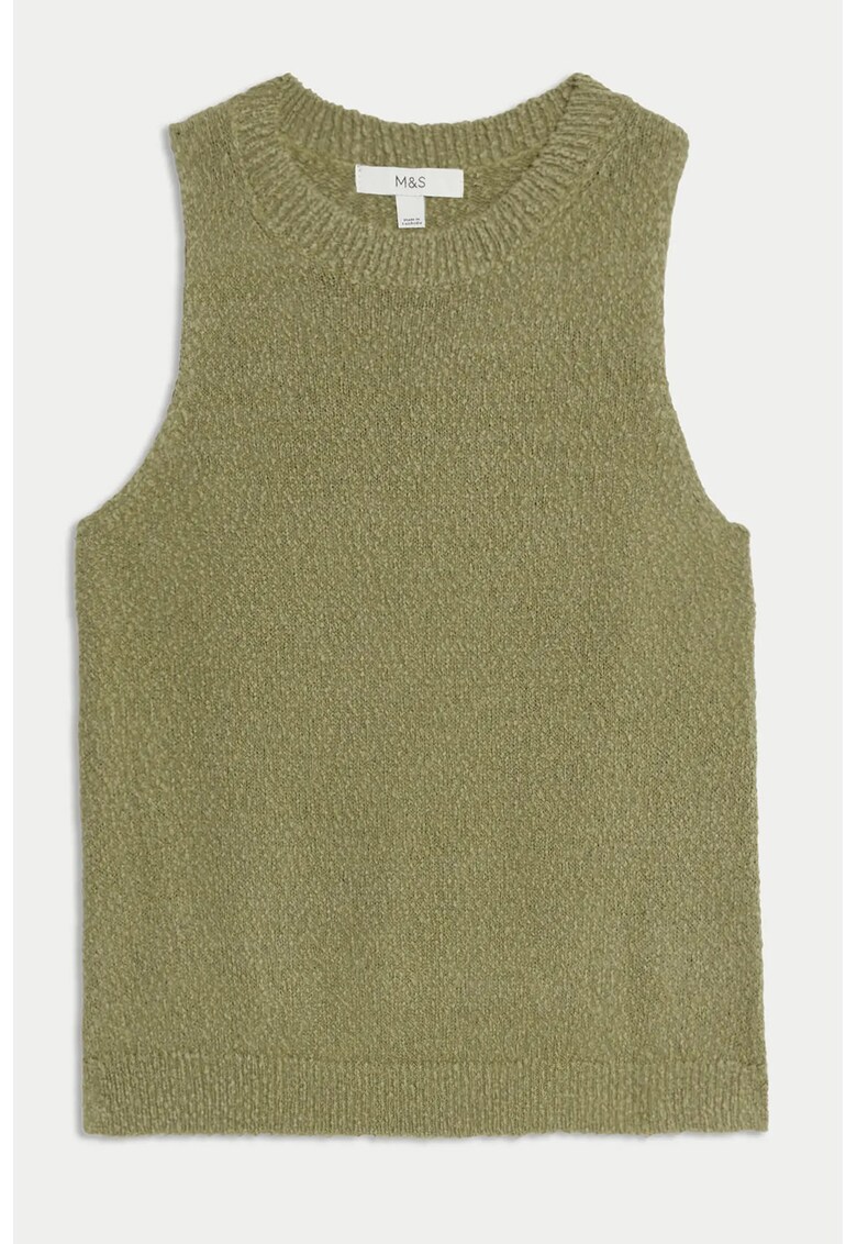 Top texturat cu decolteu la baza gatului