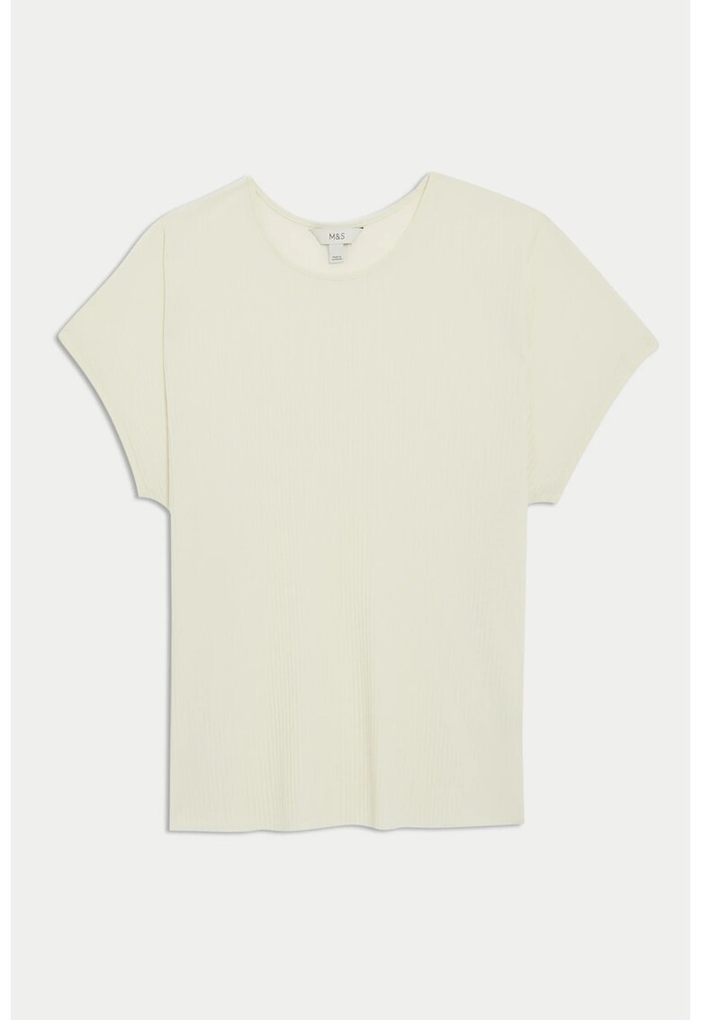 Tricou cu decolteu rotund - Alb fildes