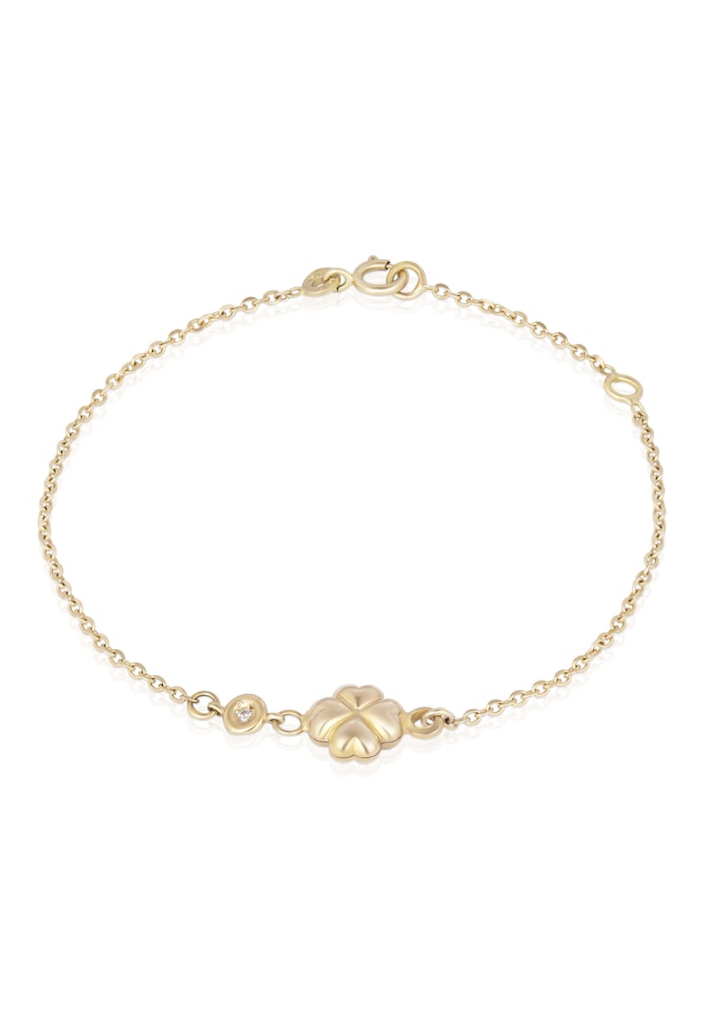 Brarata pentru Copii din Aur Galben de 18K cu Diamante de 0.05ct - Trifoi -