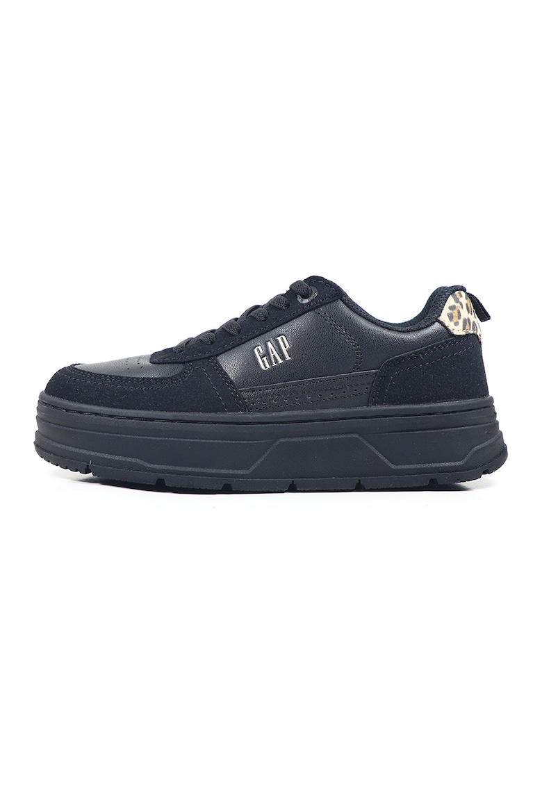 Pantofi sport de piele ecologica cu logo - Negru