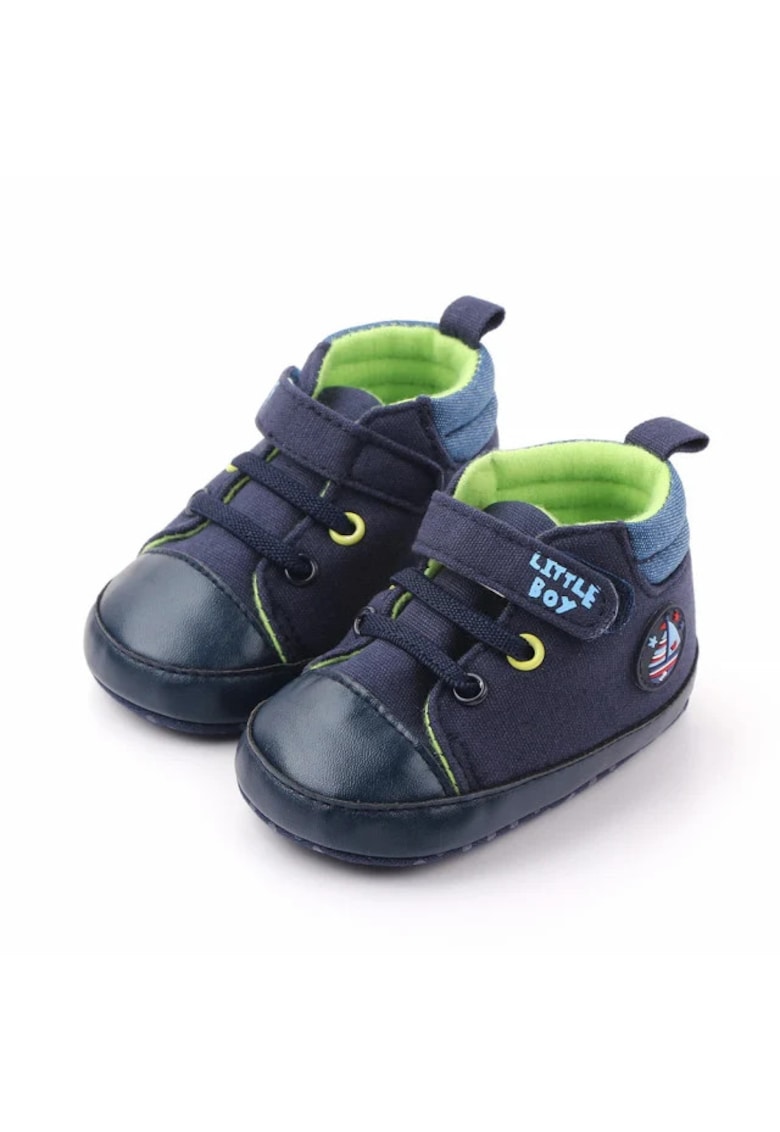 Ghete Model Little Boy - Casual - Piele ecologica - Baieti - Siret - Bleumarin - 3-6 luni -