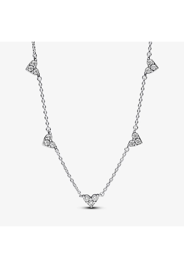 Colier tip lant cu inimioare Zirconiu din Argint 925 - 45cm