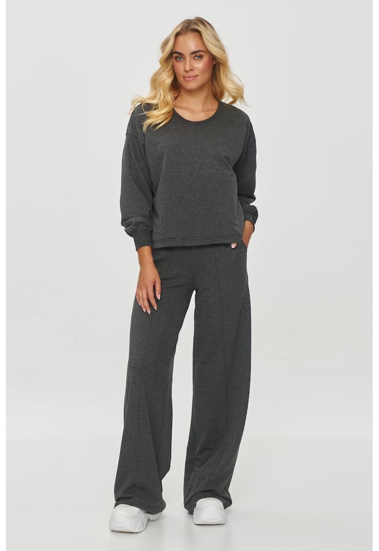 Set de bluzon cu decolteu rotund si pantaloni - Gri
