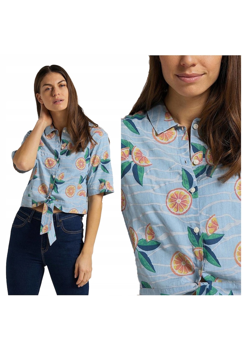 Camasa Pentru Femei - Camasa Resort Legata - Croiala Normala - Nasturi - 100% Lyocell - Fara Buzunare - S - Albastru - 1 Bucata