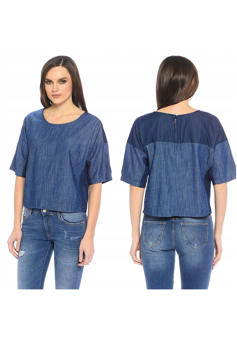 Bluza Dama - Doua Culori - S - Bumbac - Zilnic - Croi Regular - Fara Buzunare - Design Atemporal - Calitate Superioara - Confortabil - Albastru