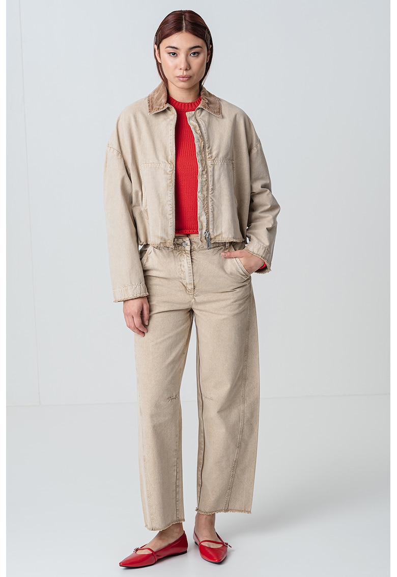 Jacheta crop cu maneci cazute