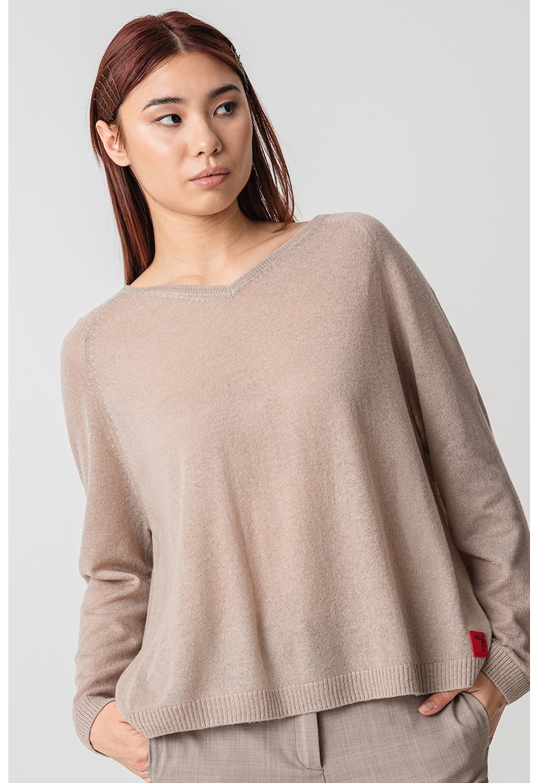 Pulover din amestec de lana cu maneci raglan