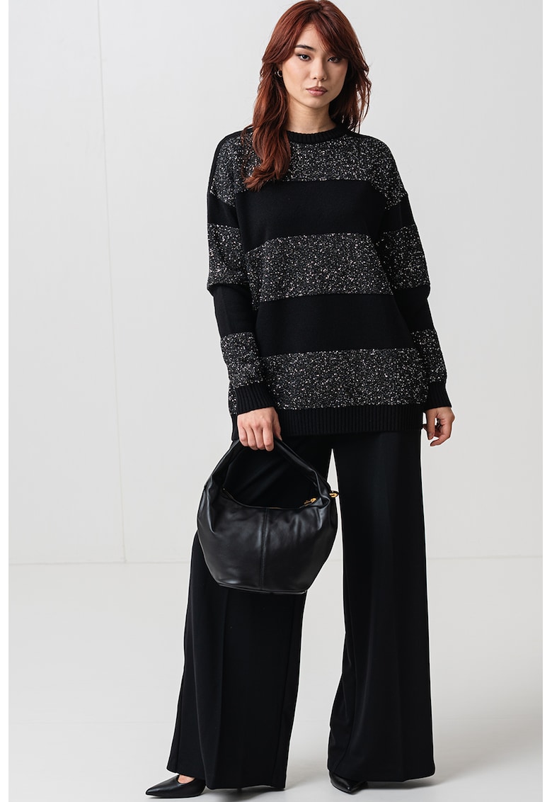 Pulover din amestec de lana cu dungi