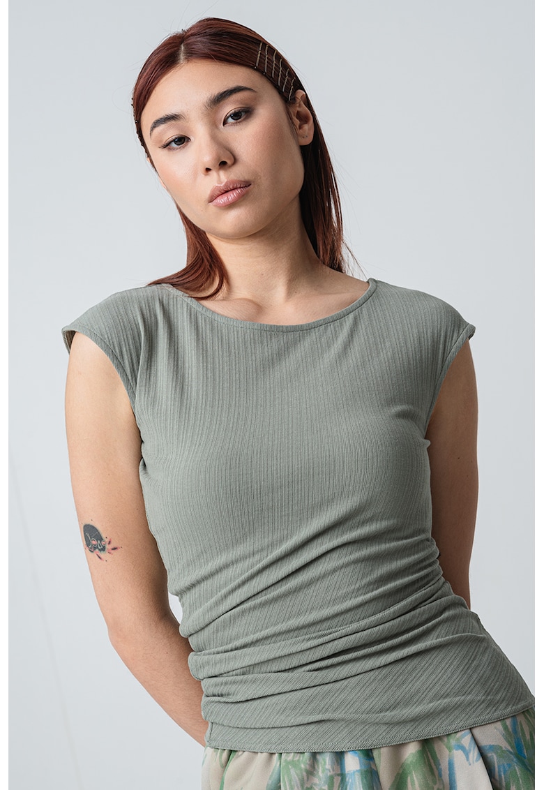 Tricou stroat cu decolteu rotund Sfoglia