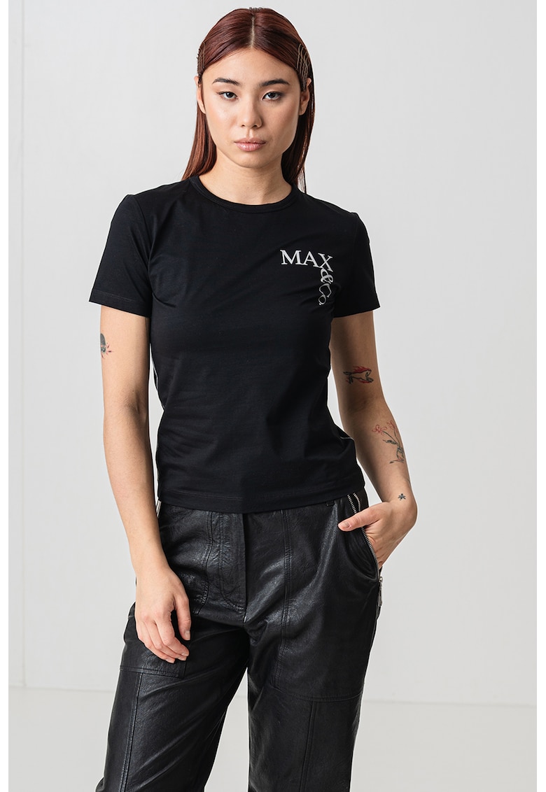 Tricou cu decolteu rotund si imprimeu logo