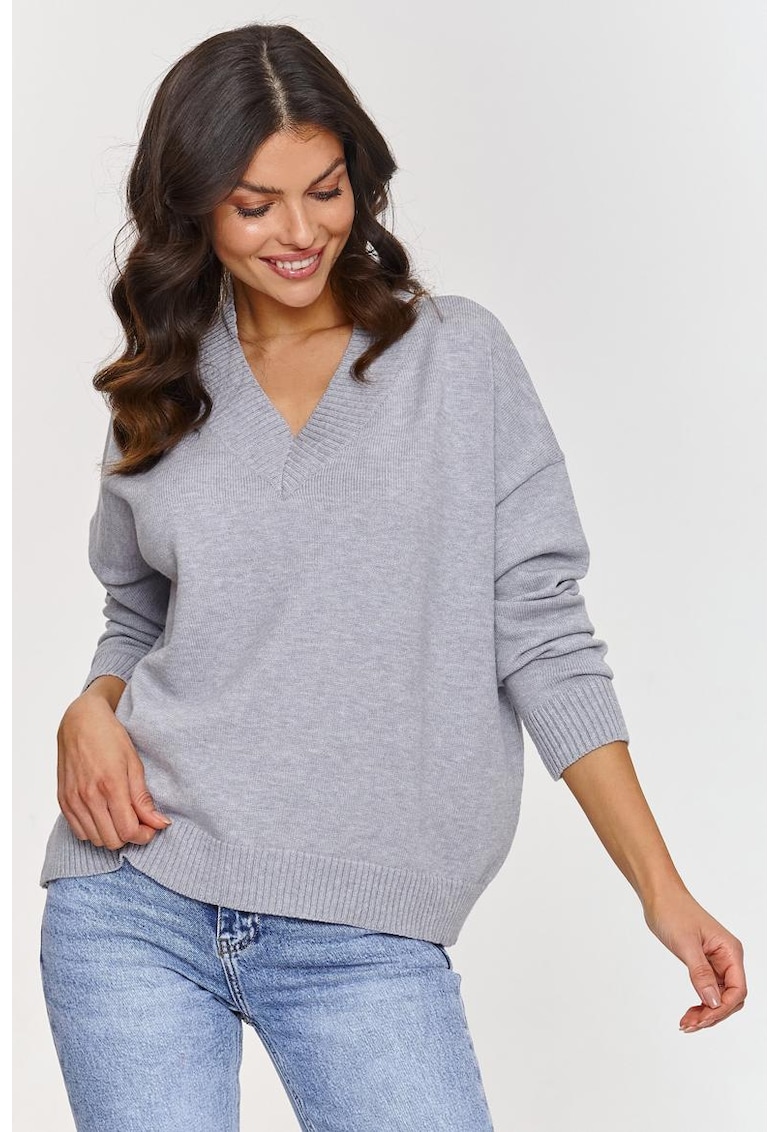 Pulover lejer cu decolteu in V -