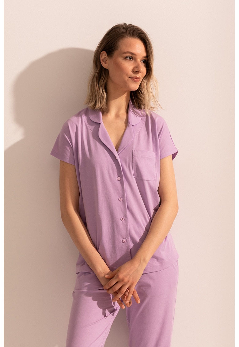 Pijama uni regular fit din modal si bumbac