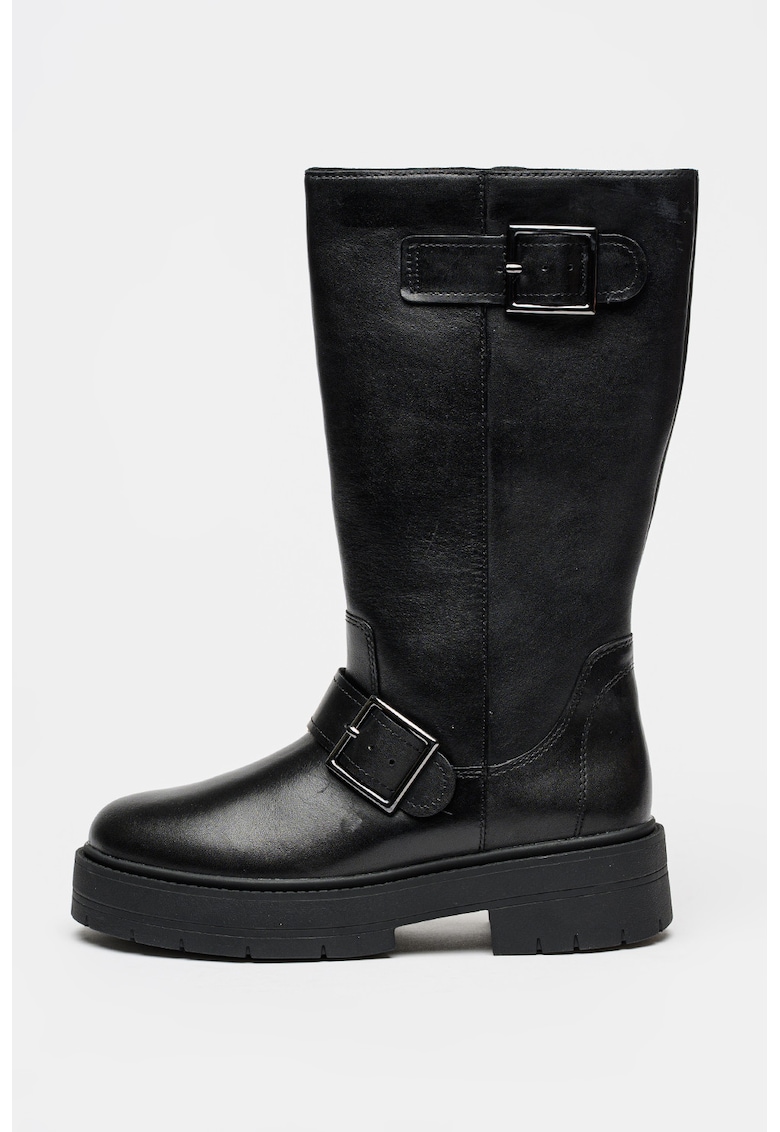 Ghete medii din piele cu catarame decorative