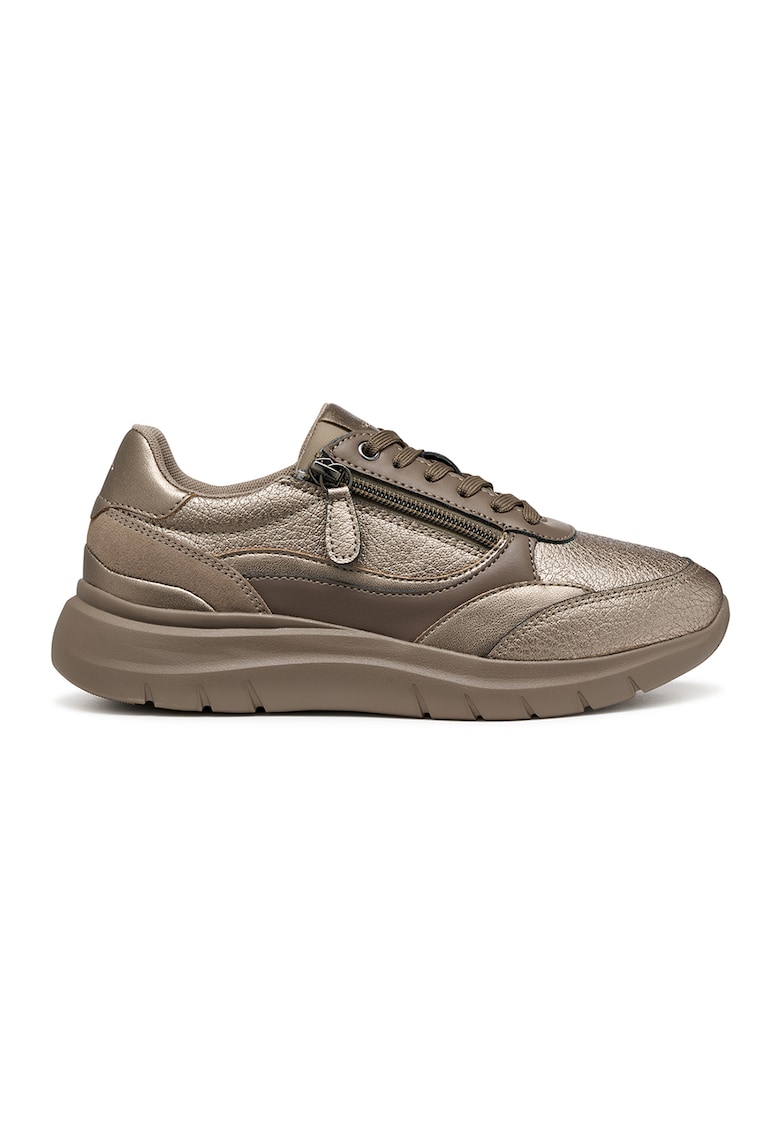 Pantofi sport de piele cu insertii de piele intoarsa - Grej