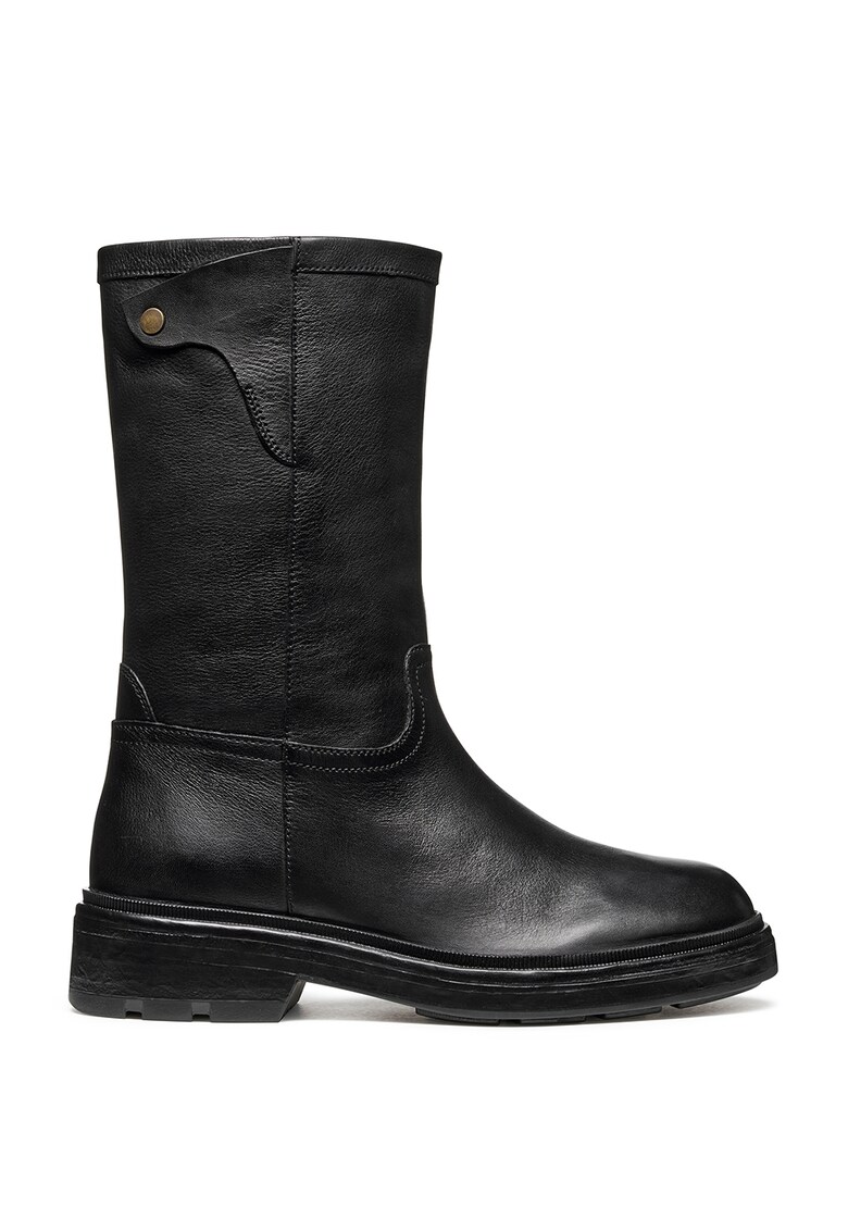 Cizme mid-calf de piele - Negru
