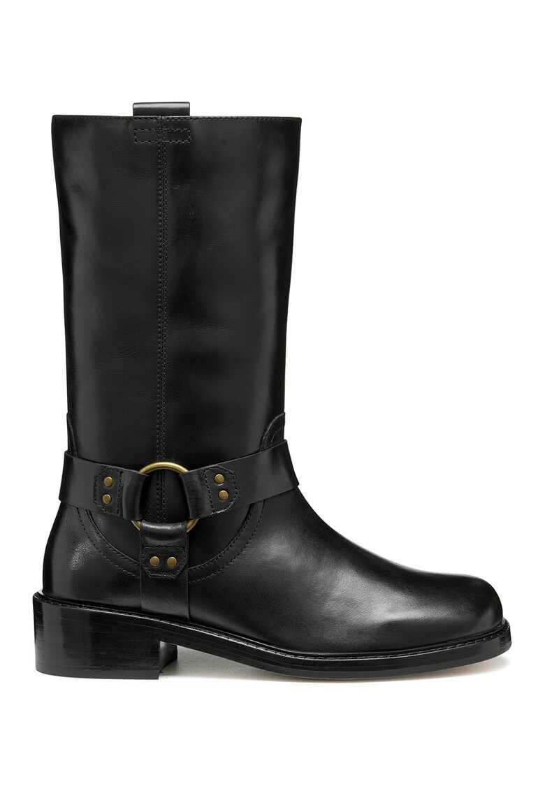 Cizme mid-calf de piele - Negru