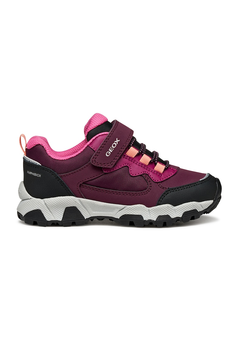 Pantofi sport din material sintetic si textil cu velcro - Negru/Violet tyrian