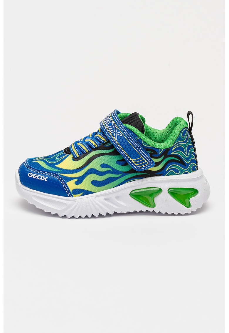 Pantofi sport cu velcro si design grafic - Verde/Bleumarin