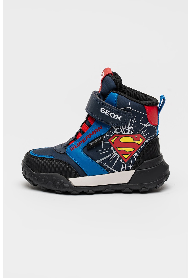 Ghete cu velcro si Superman - Rosu/Bleumarin