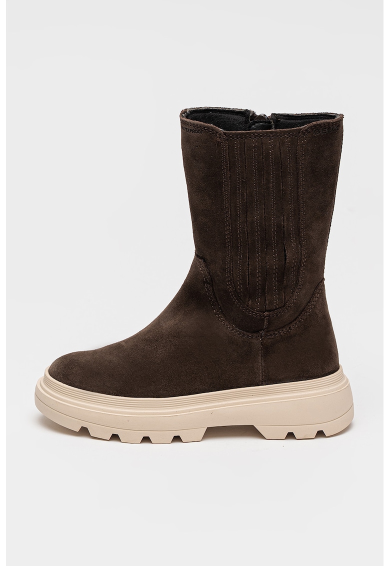 Cizme de piele intoarsa cu fermoar