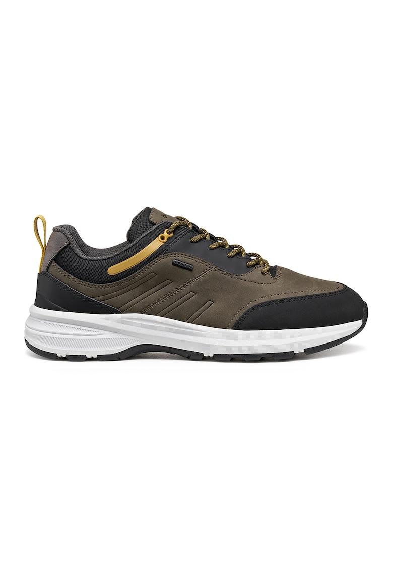 Pantofi sport low-cut de piele ecologica - Negru/Kaki