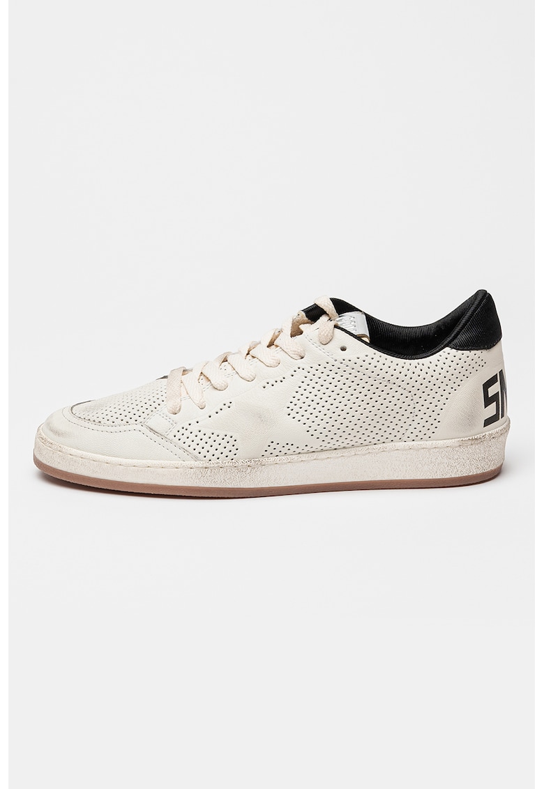 Pantofi sport de piele cu garnituri textile si aspect decolorat