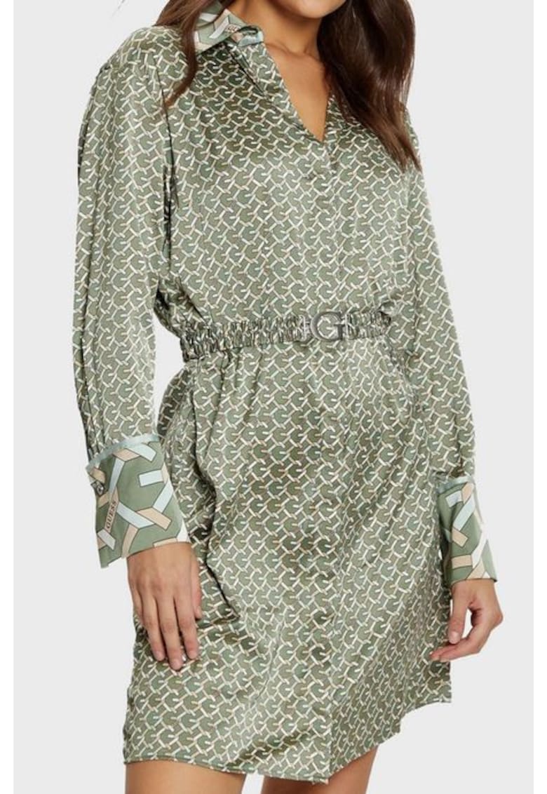 Guess Rochie satinata cu print logo