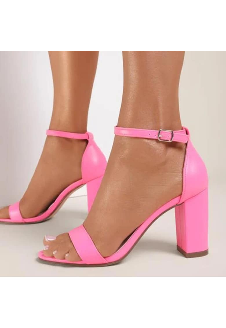 Sandale roz cu toc gros Ingrid 125 10763