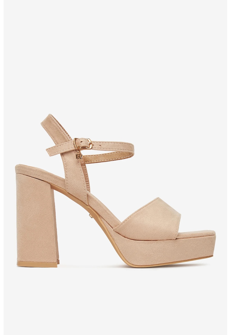 Sandale cu toc Textil - Nuanta Bej Sandale cu toc Textil - Nuanta Bej