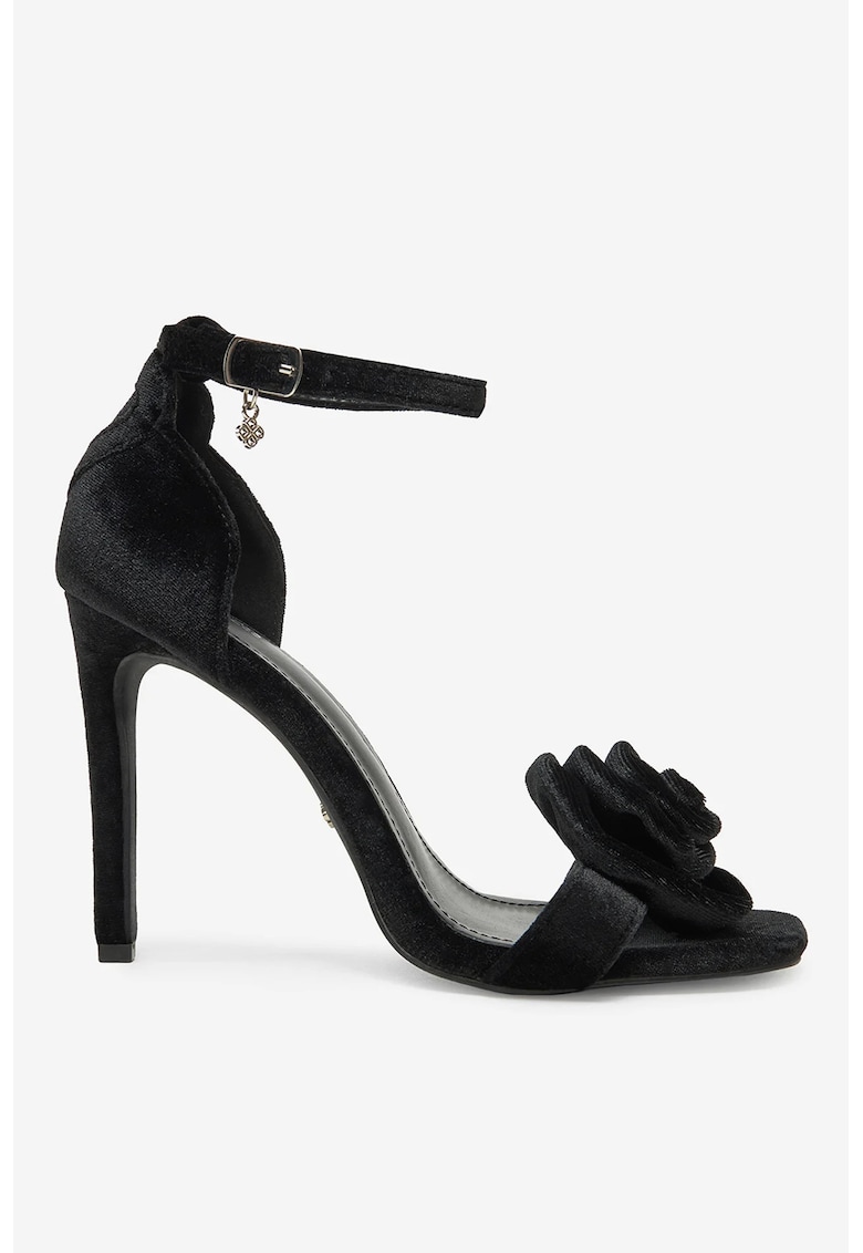 Sandale cu toc Textil - Negru