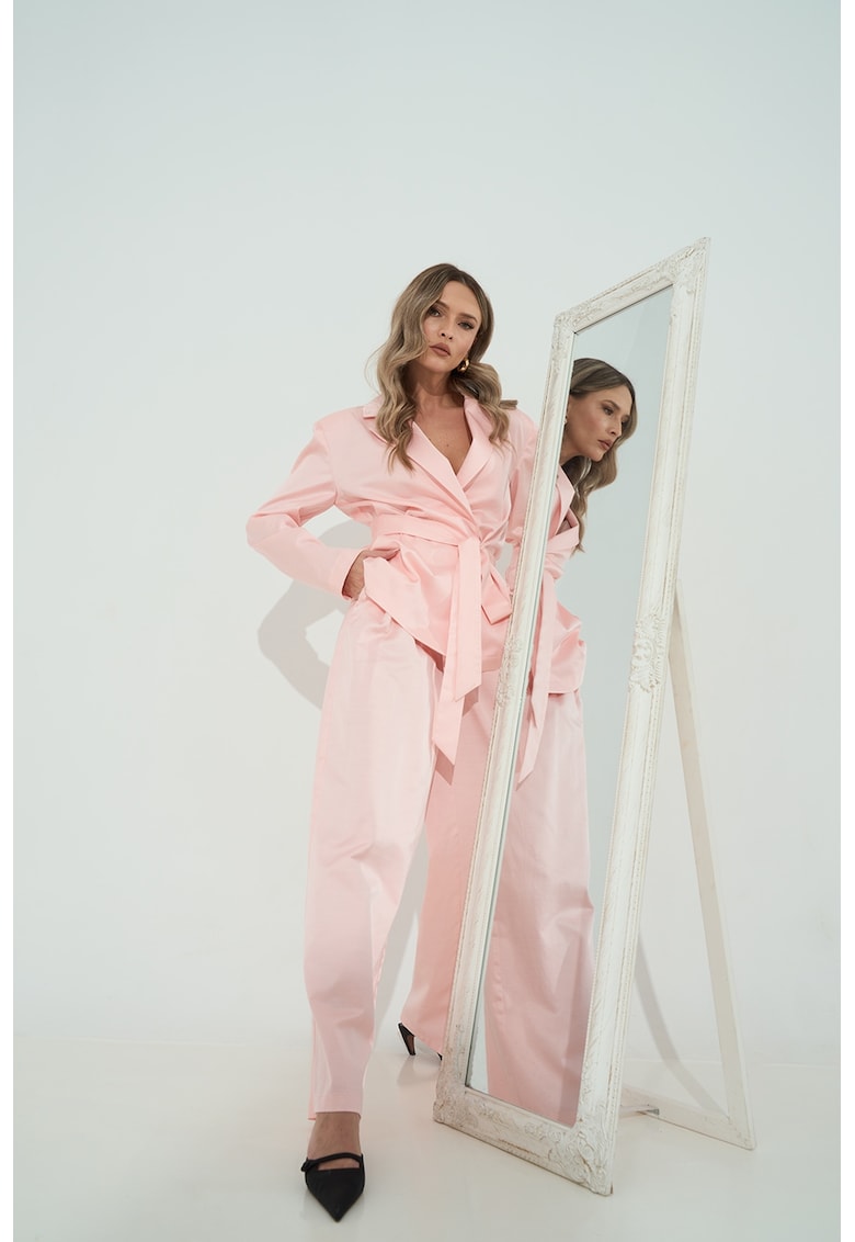 Pantaloni ampli din amestec de in