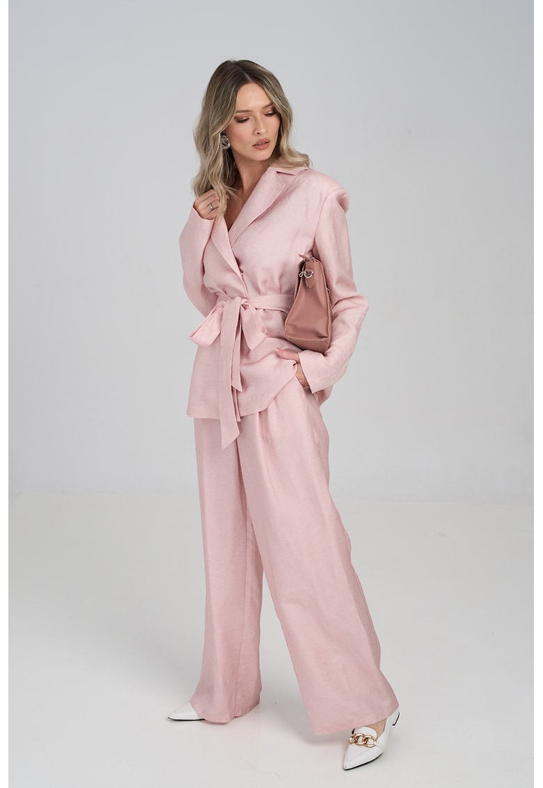 Sacou lejer din amestec de in - Roz pastel