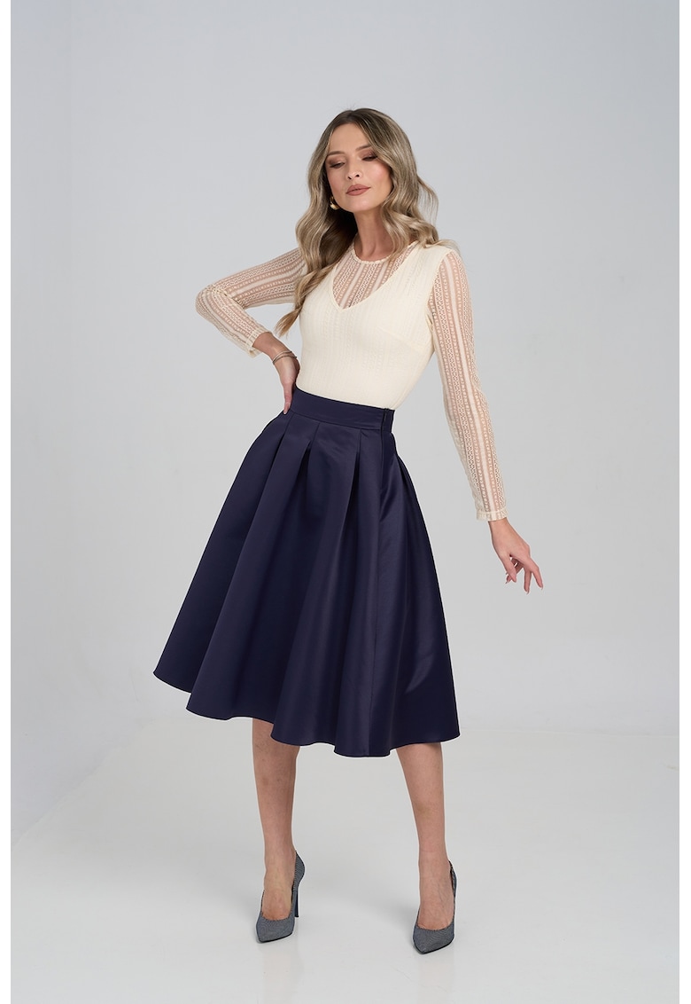Bluza slim fit de dantela - Bej deschis