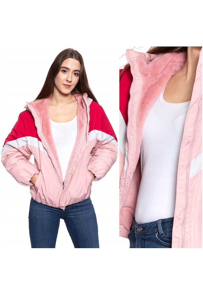 Jacheta De Tranzitie - Jacheta Cu Blocuri De Culoare - Material: 100% Poliester - Croi: Regular Fit - Inchidere: Fermoar - Numar De Buzunare: 2 - M - Roz - 1 Bucata