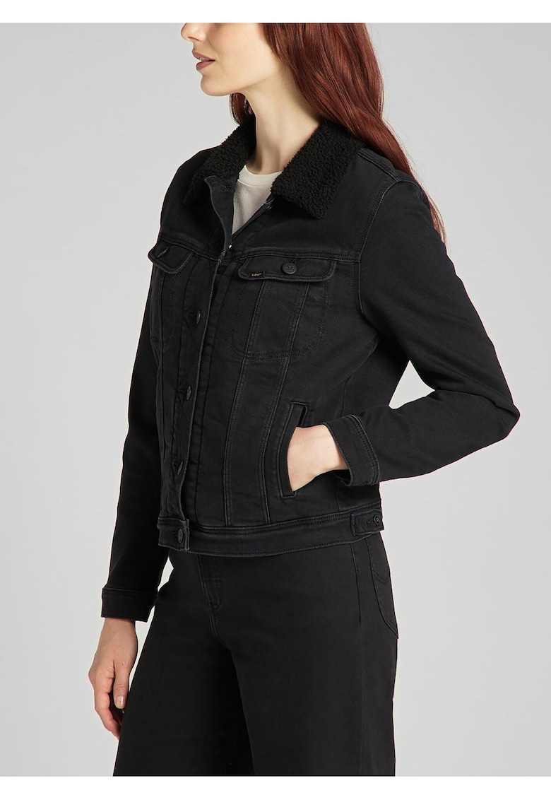 Jacheta De Dama Din Denim - Sherpa Rider - Croi: Regular Fit - Inchidere: Nasturi - Numar De Buzunare: 4 - Compozitie Material: 85% Bumbac - 14% Poliester - 1% Elastan - XS - Negru - 1 Bucata