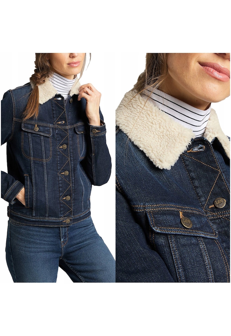 Jacheta Din Denim - Sherpa Rider - Slim Fit - Inchidere: Nasturi - Numar De Buzunare: 4 - Compozitie Material: 99% Bumbac - 1% Elastan - L - Albastru - 1 Bucata