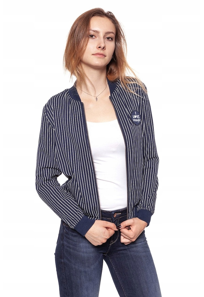 Jacheta De Tranzitie - Stripes Bomber - Croiala Regulara - Fermoar - 100% Vascoza - 1 Buzunar Pe Piept - XS - Alb - 1 Bucata