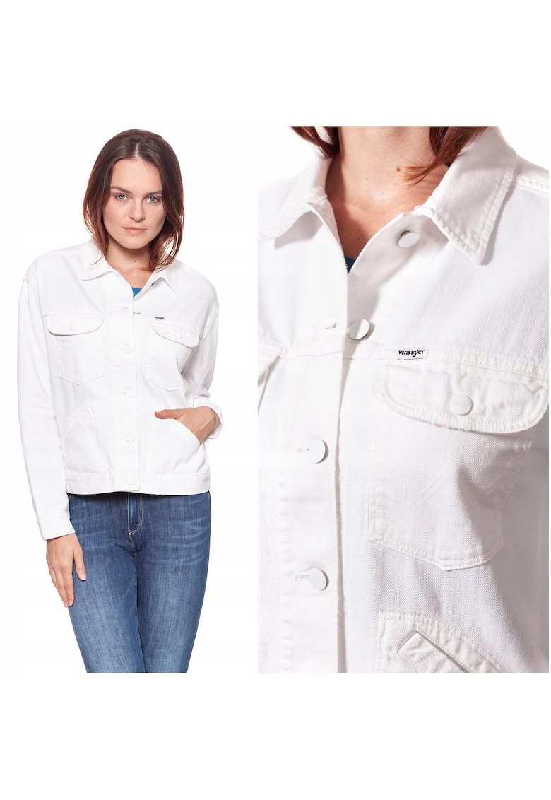 Jacheta Din Denim - Jacheta Retro - Croiala Regulara - Inchidere: Nasturi - Compozitie Material: 100% Bumbac - Numar De Buzunare: 4 - M - Alb - 1 Bucata