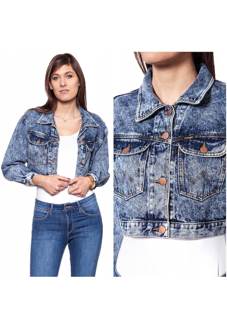 Jacheta Din Denim - Jacheta Cropped M - Croi Regular - Inchidere: Nasturi - Compozitie Material: 100% Bumbac - Numar De Buzunare: 2 - M - Albastru - 1 Bucata